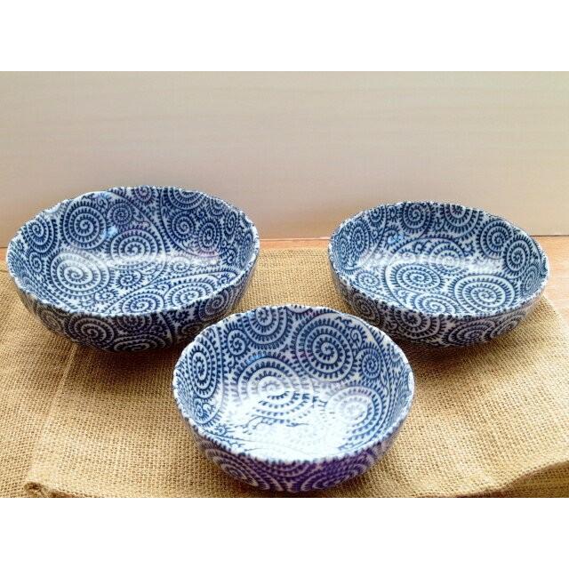 菊形 古染 タコ唐草 14cm 小鉢 美濃焼 4.5寸鉢 ボウル ボール 藍 : K's