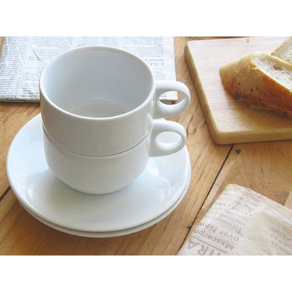 スタックスープカップお皿付き 180cc 白い食器 アウトレット 重なる