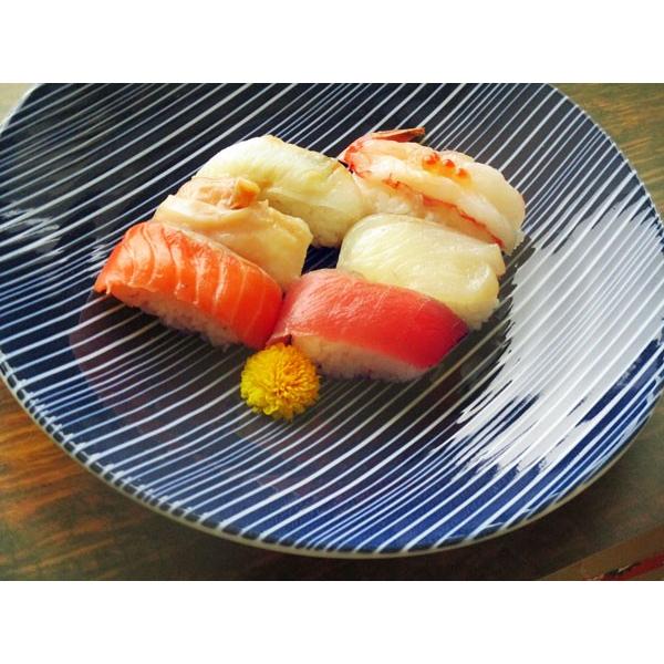 軽量 藍ストライプ特大皿 25.5cm happy collection 日本製 美濃焼