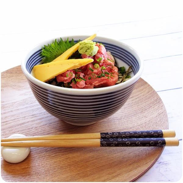 超軽量 藍ボーダー 小丼 13.1cm 美濃焼 日本製 陶器 和食器 どんぶり