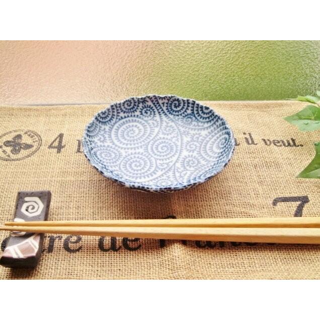 古染 タコ唐草 菊型 小皿 12cm 美濃焼 和食器 3.5寸 取皿 タレ たれ皿