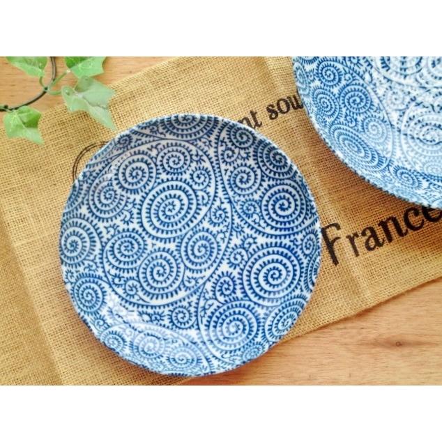 古染 タコ唐草 菊型 中皿 16.5cm 美濃焼 和食器 5寸 : K's