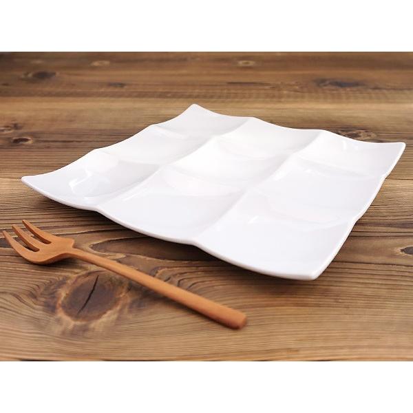 九つ仕切りプレート 23.5cm アウトレット込 陶器 洋食器 白い食器 お皿