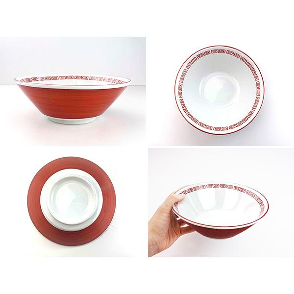 ラーメンどんぶり 915cc 19.7cm おしゃれ 赤 赤巻き アウトレット込み