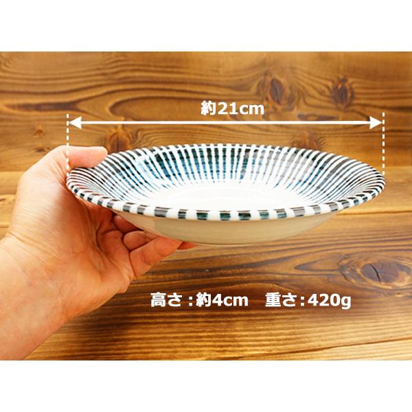 深皿 21cm 千段十草 藍 大皿 中皿 クープ カレー皿 パスタ皿 もり皿 鉢