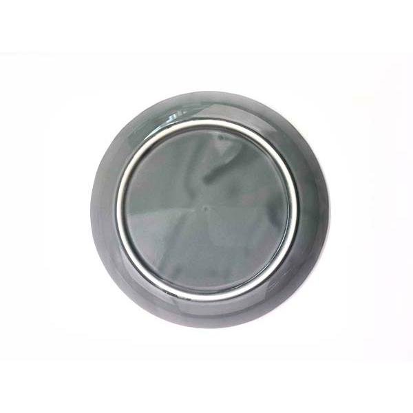 食器 中皿 おしゃれ お花 グレー 21.4cm しのぎ 灰色 プレート 輪花