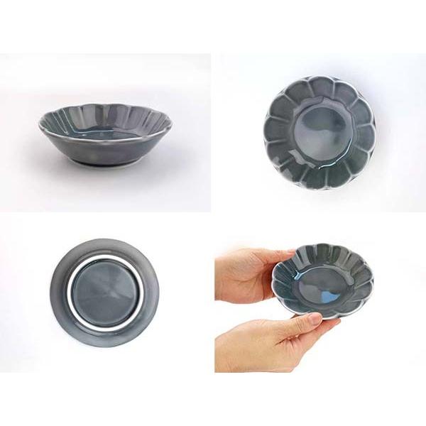 食器 小鉢 おしゃれ お花 グレー 13.4cm しのぎ 灰色 ボウル ボール 輪