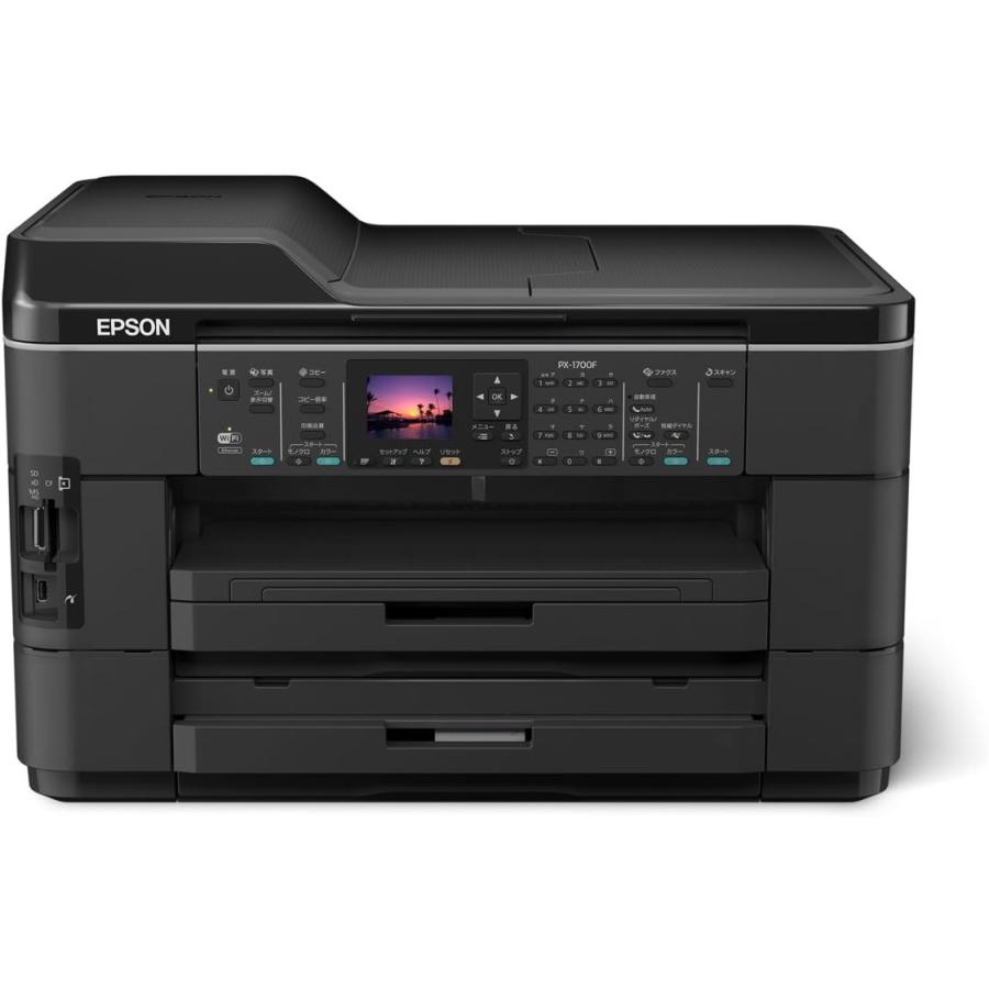 EPSON A3インクジェットFAX複合機 PX-1700F A3ノビ対応 ネットワーク標準搭載 2段フロントカセット(最大500枚) 自動両面印刷対応 大容量ブラックインク採用