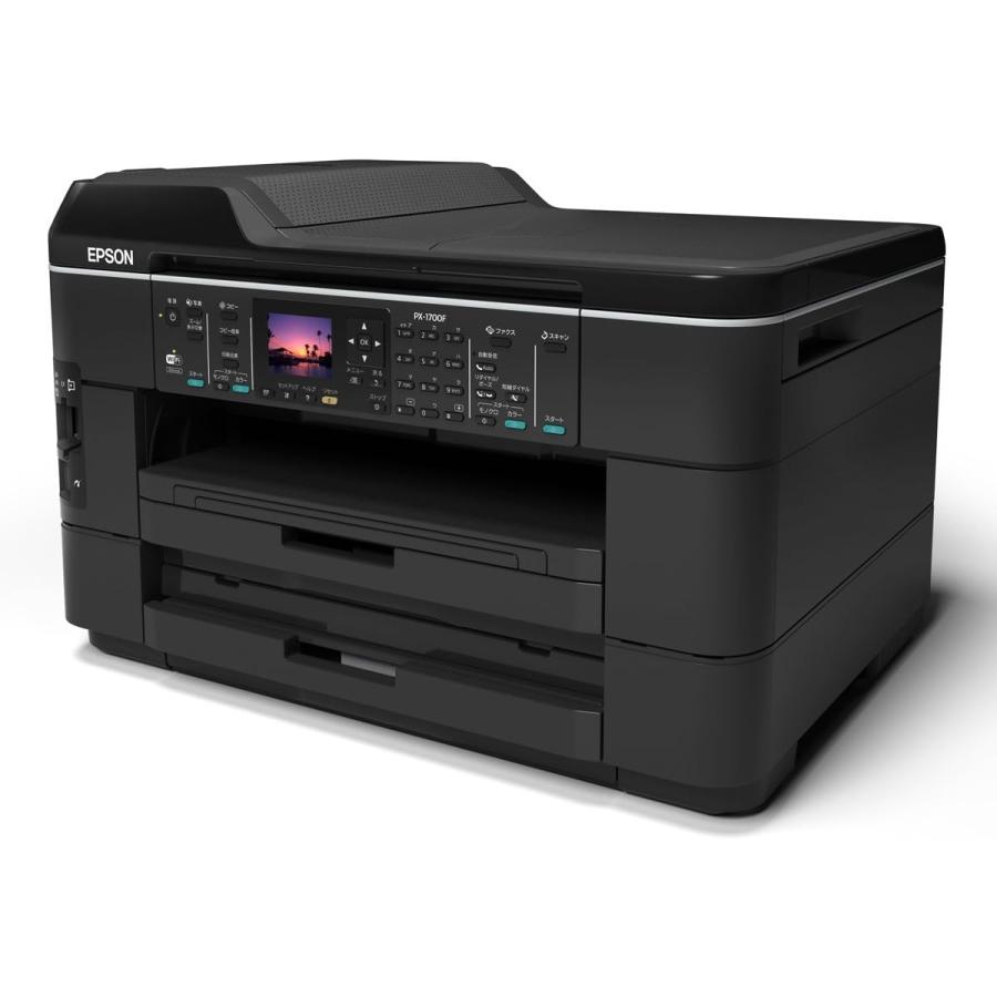 EPSON A3インクジェットFAX複合機 PX-1700F A3ノビ対応 ネットワーク標準搭載 2段フロントカセット(最大500枚) 自動両面印刷対応 大容量ブラックインク採用の画像