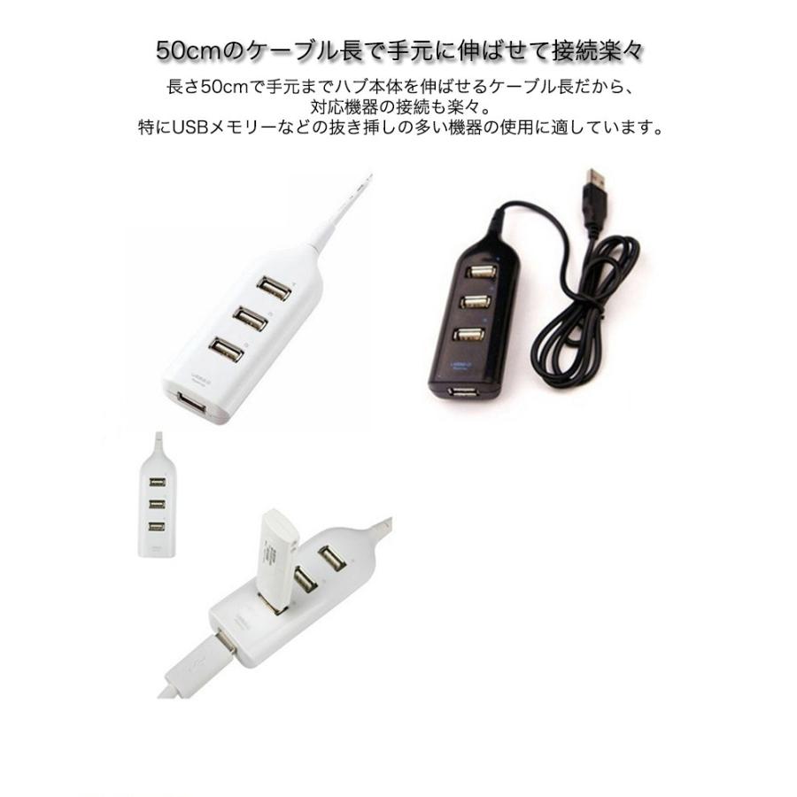 USBハブ 4ポート 高速USB接続 コンパクト サイドポート USB2.0 バス
