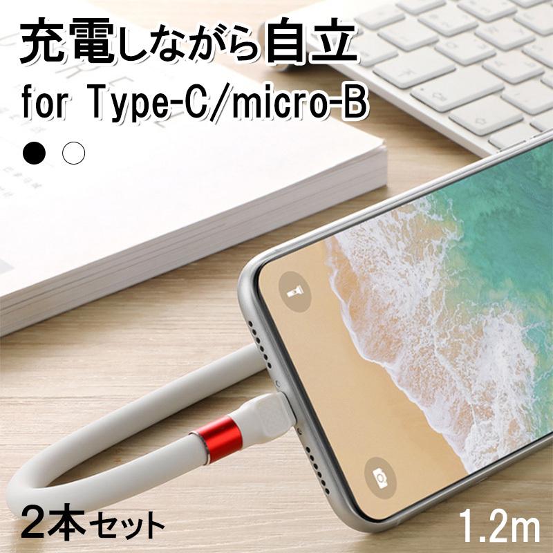 USB Type C 充電 ケーブル Micro USBケーブル 1.2m 2本セット