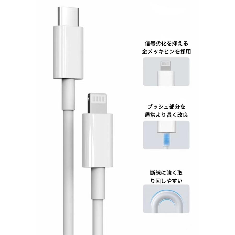 apple usb-c lightningケーブル 純正 品質 Type-c iPhone ケーブル アイフォン 充電ケーブル USB-C 2m 1m MFi取得品 iPhone ケーブル 急速充電 ライトニング｜k-seiwa-shop｜03