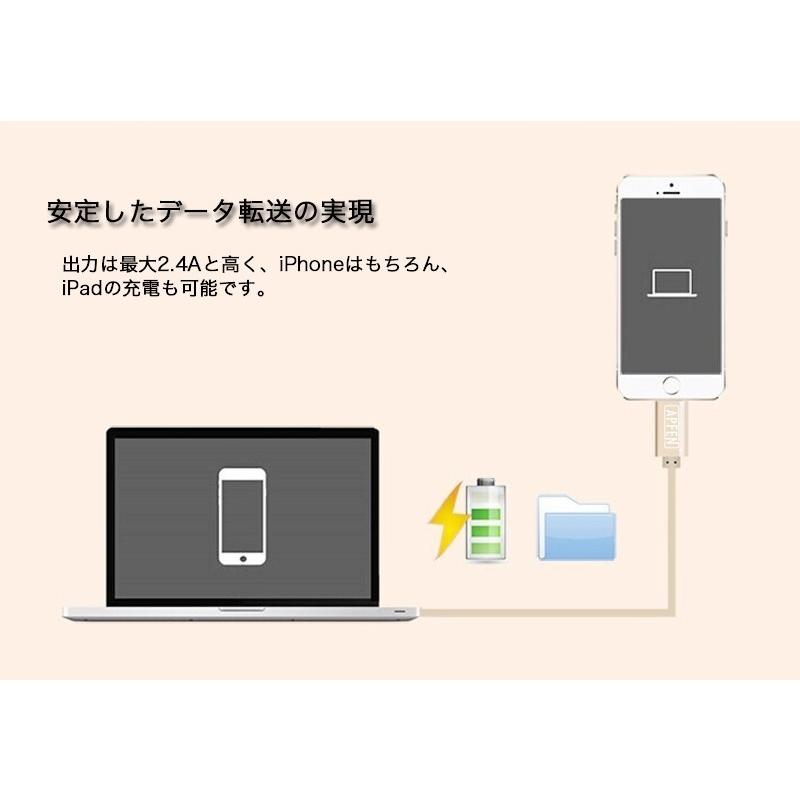 iPhoneXS Max XR ケーブル Apple認証 純正品質 Lightning USBケーブル MFi取得品 1m ライトニングケーブル 急速充電 データ転送 ナイロン製 アルミ端子｜k-seiwa-shop｜11