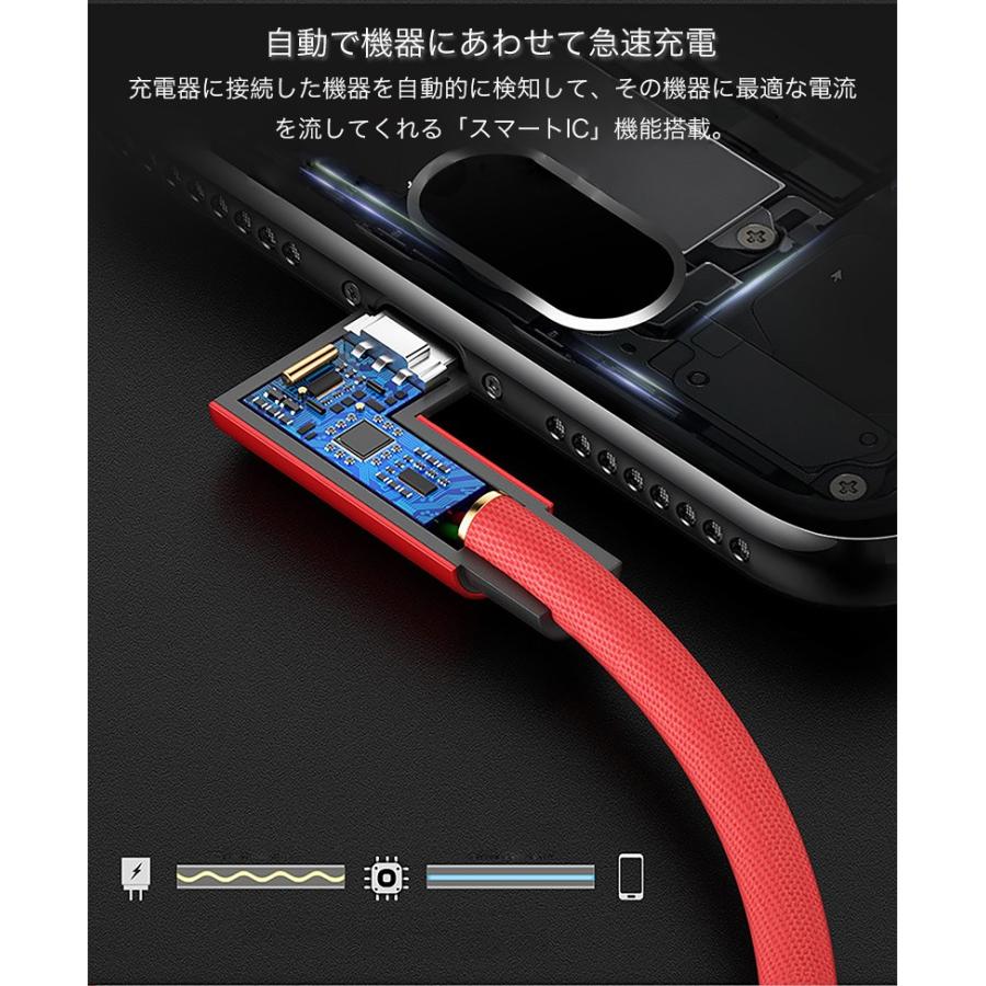 アンドロイド typec ケーブル 2m 1m 2本セット 急速充電 USB type-c ケーブル L字コネクタ データ転送 充電器 スマホ タイプc ケーブル 最大2.4A｜k-seiwa-shop｜09