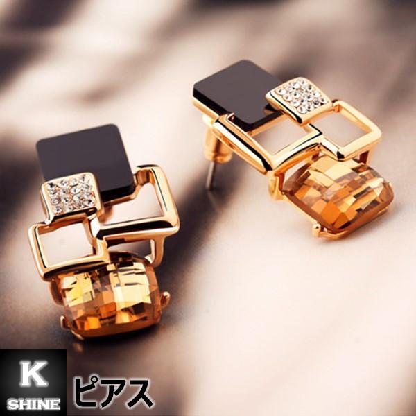 ピアス クリスタル 水晶 合金 アクリル レディース スクエア 女性 アーバン風 20代 30代 40代 50代 [Square City Pierce] |  | 07
