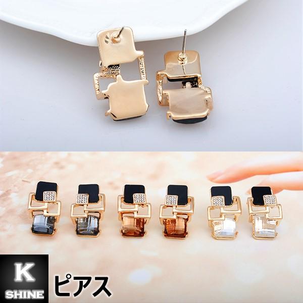 ピアス クリスタル 水晶 合金 アクリル レディース スクエア 女性 アーバン風 20代 30代 40代 50代 [Square City Pierce] |  | 08