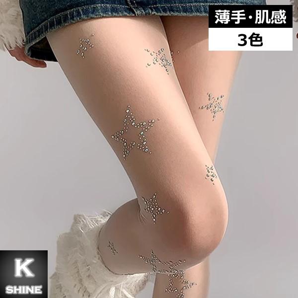 ストッキング スター柄 【P5倍】 5デニール 柄タイツ 薄手 肌感 黒