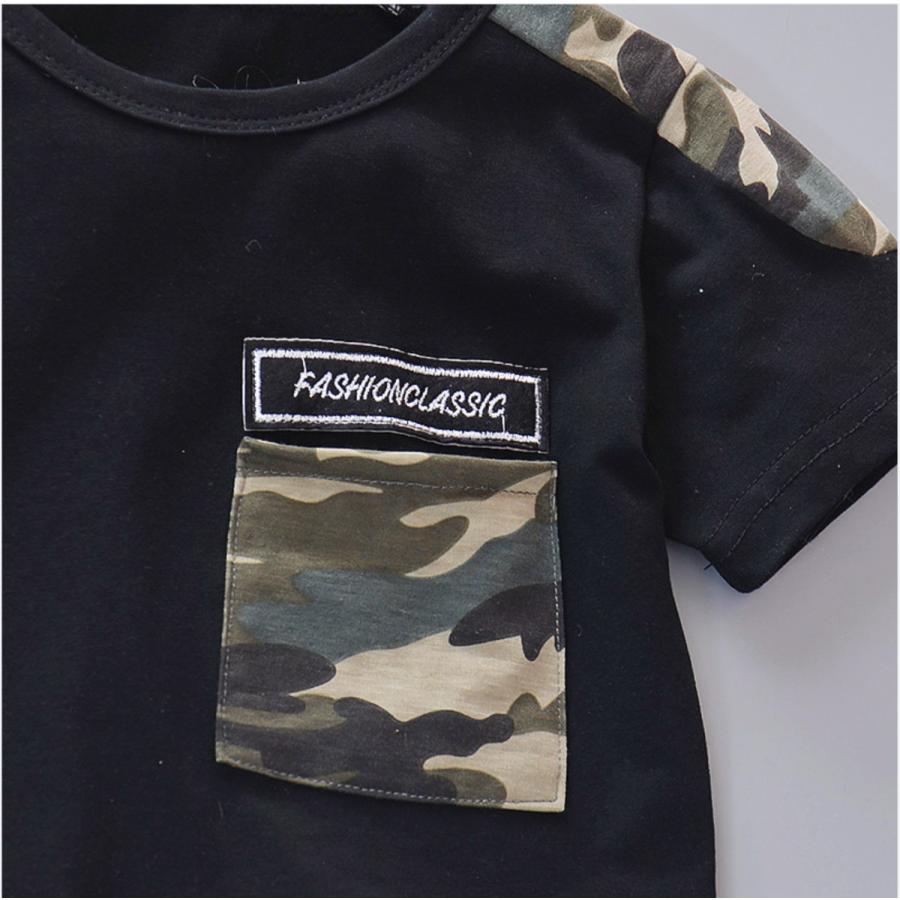 ベビー服 セットアップ 上下セッ ト 90 100 110 迷彩柄 Tシャツ 半袖