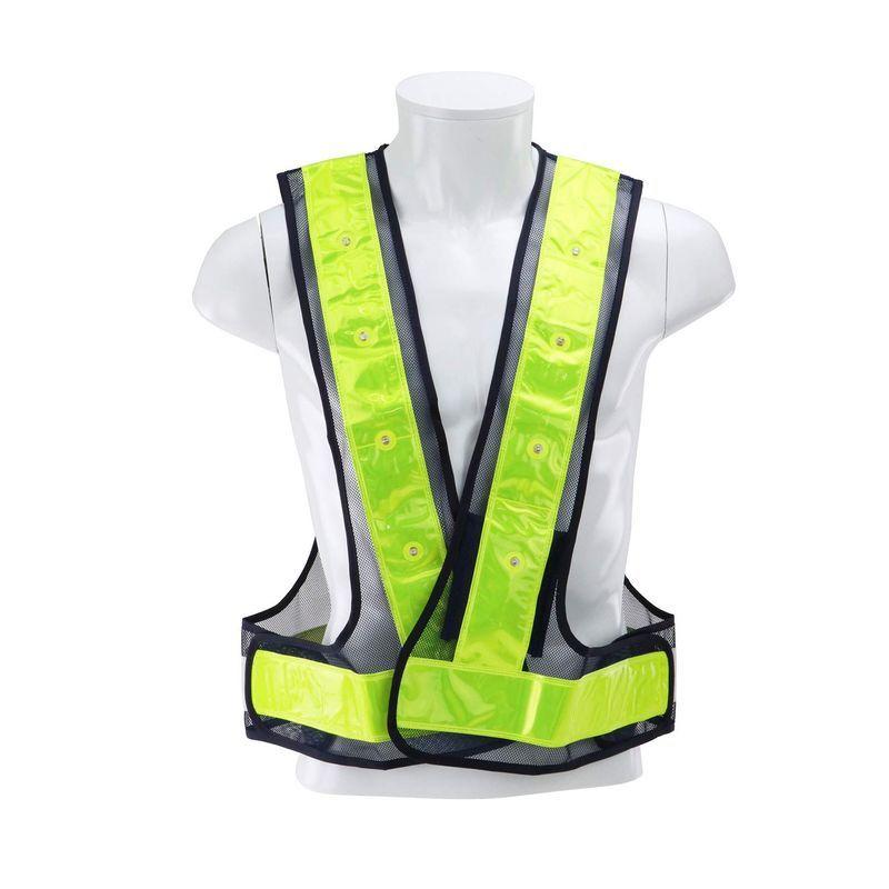 お得SK11 LED反射ベスト 紺メッシュ 反射材 SK-LED-N-ViY 作業着 黄色