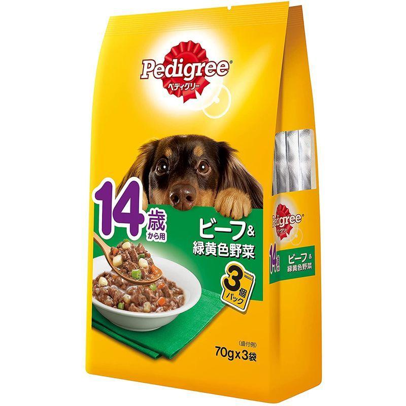 ペディグリー シニア犬 14歳から用 ビーフ&緑黄色野菜 210g(70g×3袋)×48個 ドッグフード・パウチ 0% or シニア犬 14歳から用 ビーフ&緑黄色野菜 210g 70g×3袋 ×48個 ドッグフード パウチ and above， less，