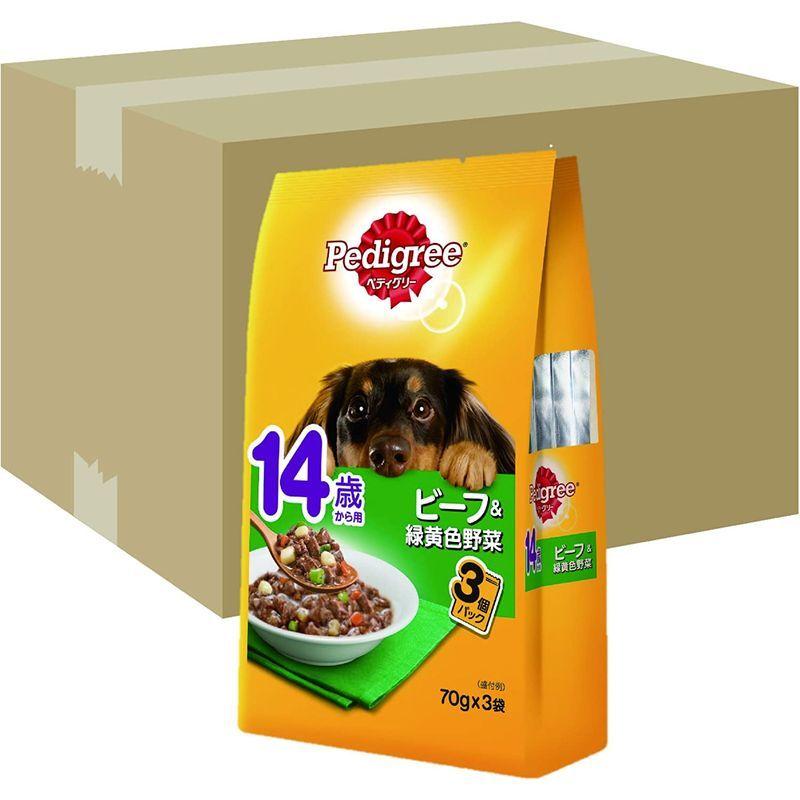 ペディグリー シニア犬 14歳から用 ビーフ&緑黄色野菜 210g(70g×3袋)×48個 ドッグフード・パウチ 0% or シニア犬 14歳から用 ビーフ&緑黄色野菜 210g 70g×3袋 ×48個 ドッグフード パウチ and above， less，