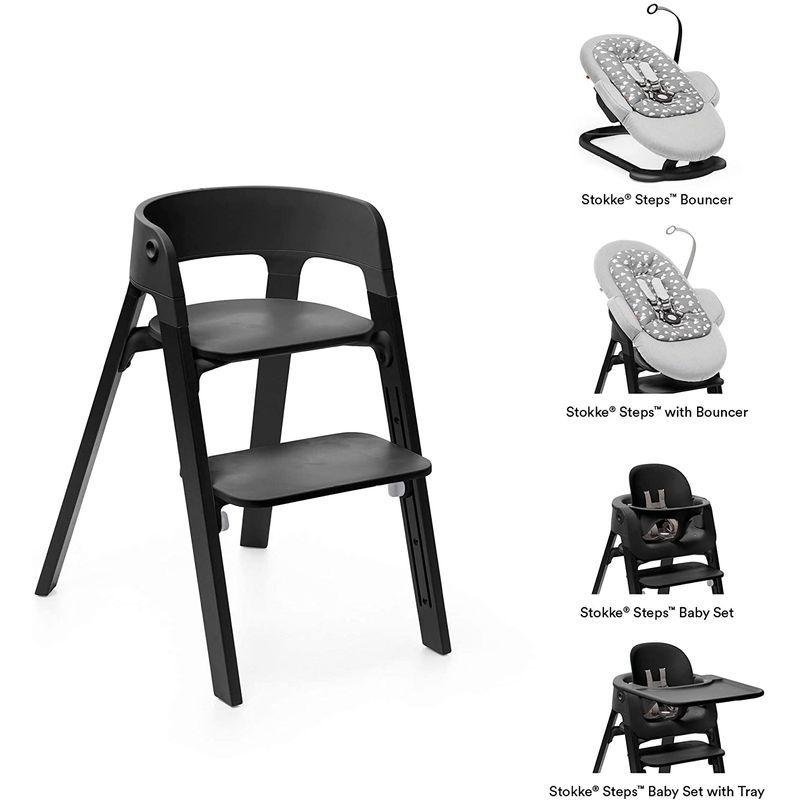 （新品,未開封） STOKKE ストッケ ステップス チェア ビーチ ブラック 【UOI7562334115】(26837円)