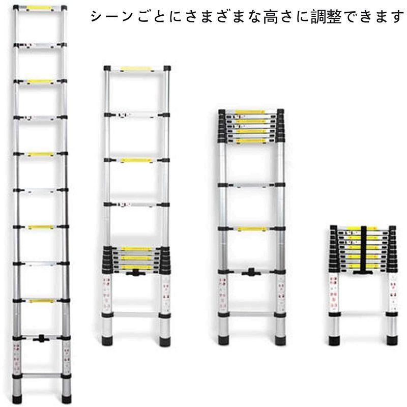 DayPlus 伸縮はしご 最長2.6 お買い得モデル m 8.5 ft 持ち運びに便利 kg 多機能アルミはしご 折り畳み伸縮梯子 軽量 耐荷重150