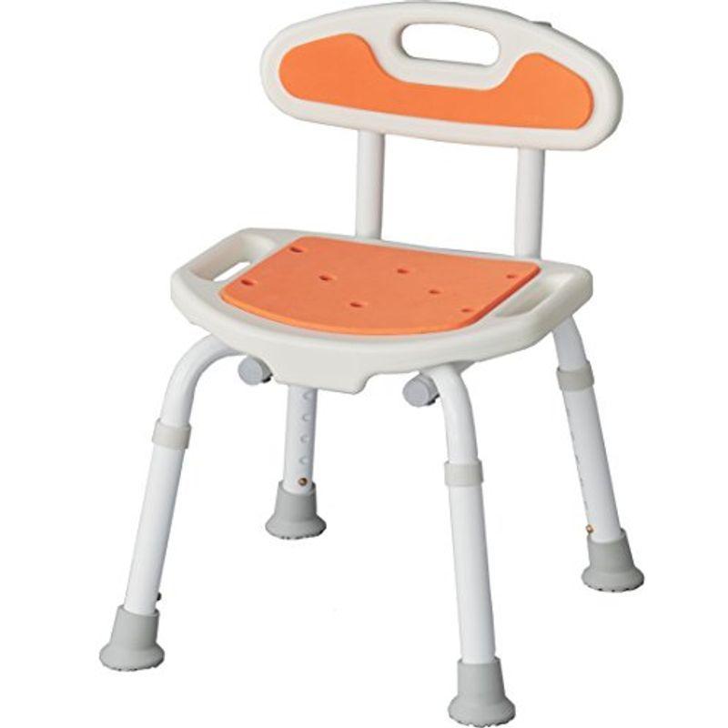 サテライト お風呂椅子 選べる4色 サテライト 福浴軽量コンパクトシャワーチェアー 高さ調節6段階 背もたれ付き オレンジ 1 個