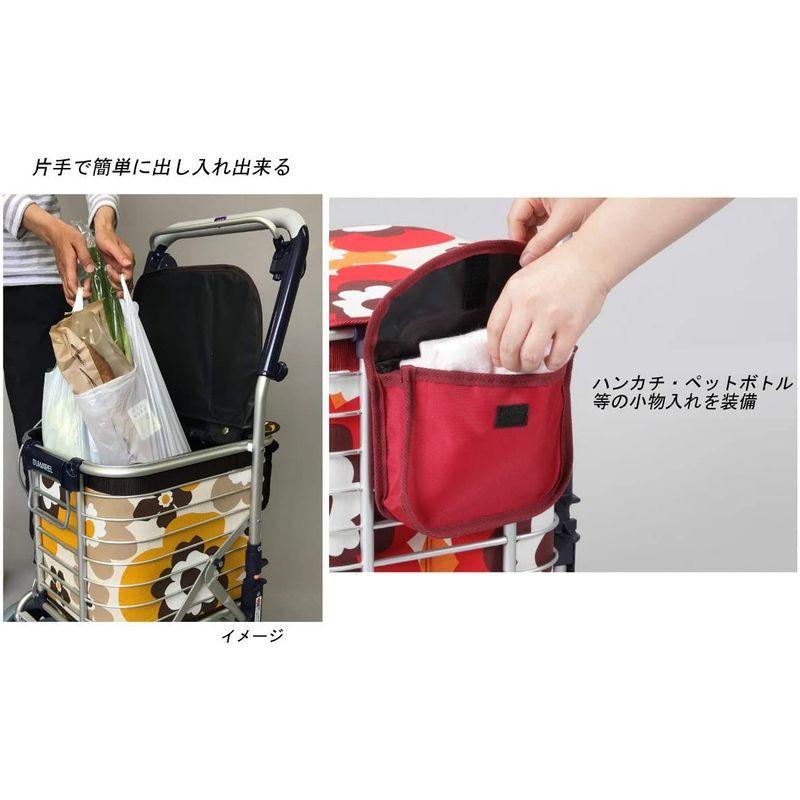 ワイヤーカート スワレル バッグ付き AS-0275(花柄・レッド) ワイヤーカート スワレル バッグ付き AS 花柄 レッド 5cm