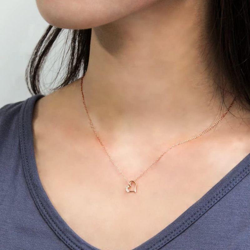 即購入可★ キャーロディディアマンテ CHIARO DI DIAMANTE K10ピンクゴールド×ダイヤモンド ハートペンダントネックレス CHD004 【I2283005030】(11909円)