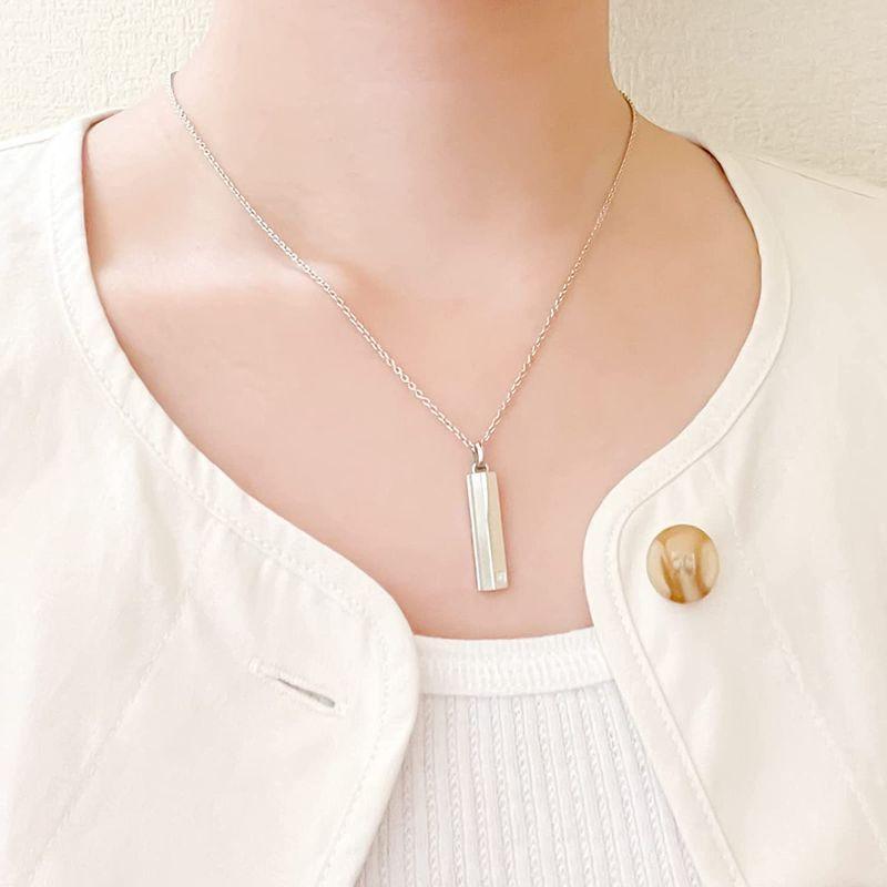 新入荷 ホワイトクローバー ペアネックレス サージカルステンレス316L ダイヤモンド シェル プレート シルバー&シルバー 4SUP064SV& 【T2364269522】(12333円)