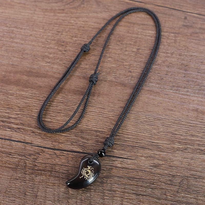 コアイcoai 四神獣彫り オニキス 朱雀 家庭円満 厄除け 勾玉お守りペンダントネックレス 長さ調節可能 メンズ レディース 1xv18qsbuk 腕時計 アクセサリー Www Elghoniemy Com