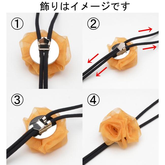 ループタイ製作用紐・金具×1セット 剣先銀色 金具大型台皿ストッパー