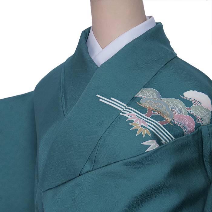 リサイクル訪問着 糸目友禅 緑系 身丈155cm 裄62cm Mサイズ a1m5y3 卒  