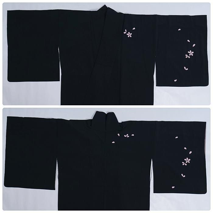 訪問着　黒　松竹　桜　ちりめん b68f4a35e6236d921293e7c47c6ff8