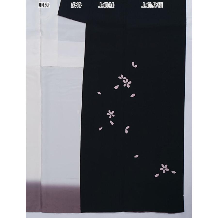 リサイクル訪問着 友禅 桜 黒 身丈151cm 裄62cm Mサイズ a1m5y3