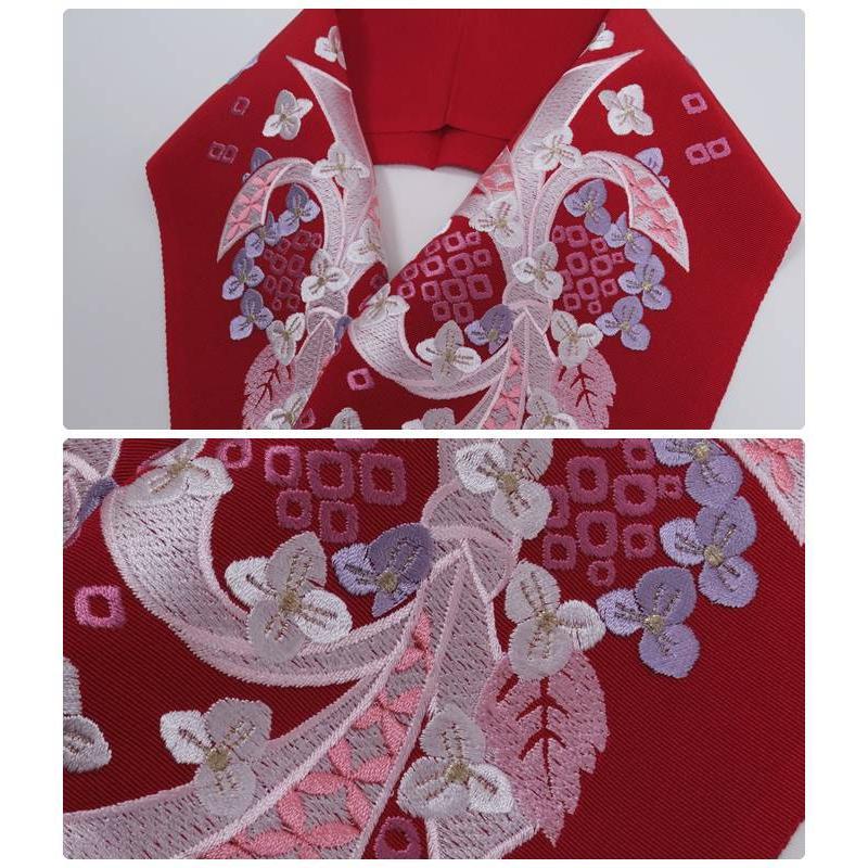 振袖 半衿 刺繍衿 縮緬 絹 豪華 姫恋歌 赤 a4a5m5m1 長襦袢の衿 成人式