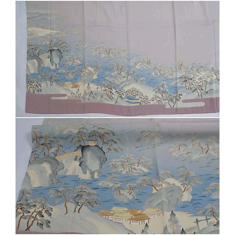 リサイクル訪問着袷 友禅染め 高島屋謹製 逸品 肌色 身丈159cm 裄63cm 