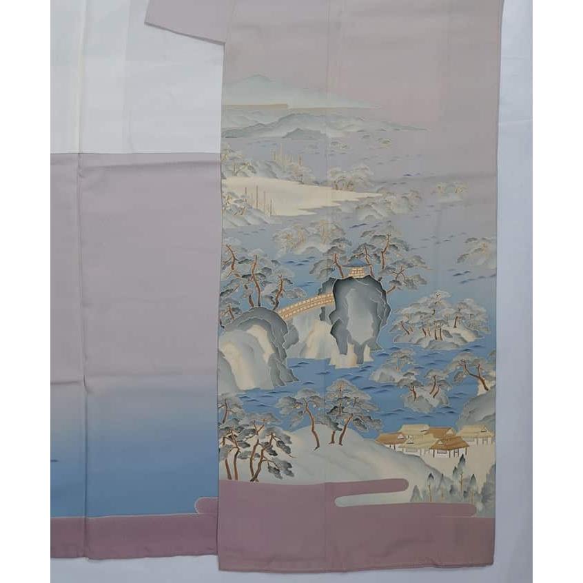 リサイクル訪問着袷 友禅染め 高島屋謹製 逸品 肌色 身丈159cm 裄63cm