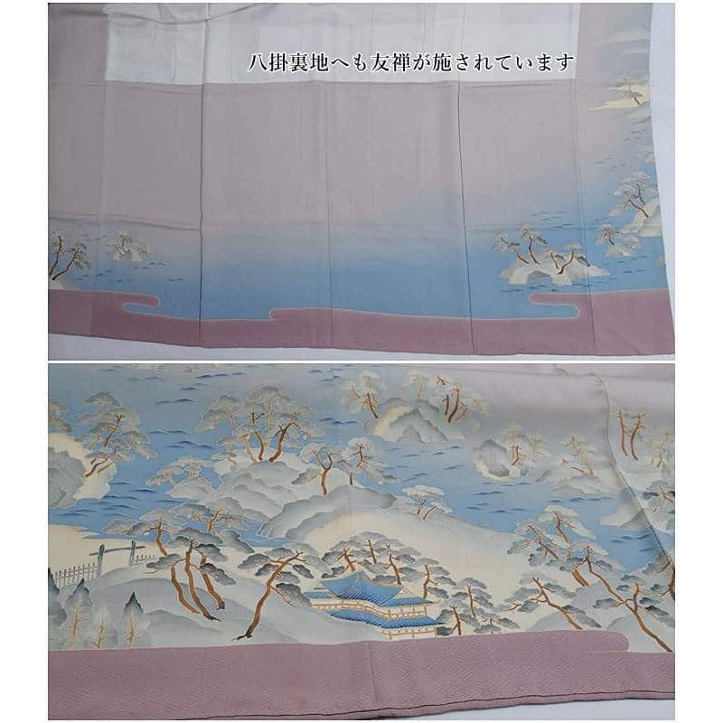 リサイクル訪問着袷 友禅染め 高島屋謹製 逸品 肌色 身丈159cm 裄63cm