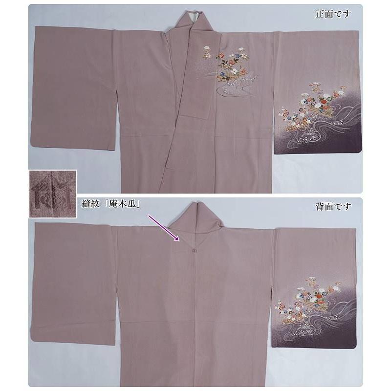 リサイクル 訪問着 単衣 夏物 刺繍 ベージュピンク 身丈160cm 裄62cm L