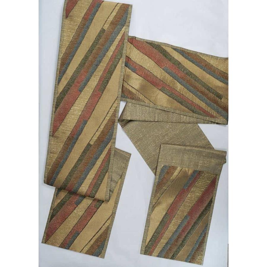 未使用品 リサイクル袋帯 正絹 中古着物 本金箔 未着品の逸品帯 a2m6m2 