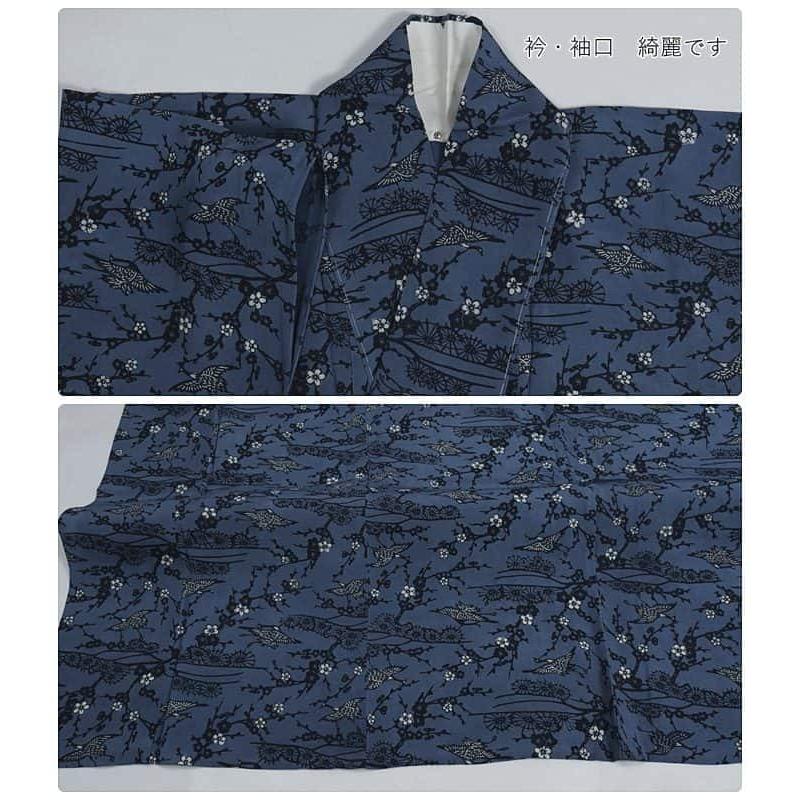 未着品 リサイクル小紋 紅型染め 単衣 夏物 逸品 藍色 身丈155cm 裄