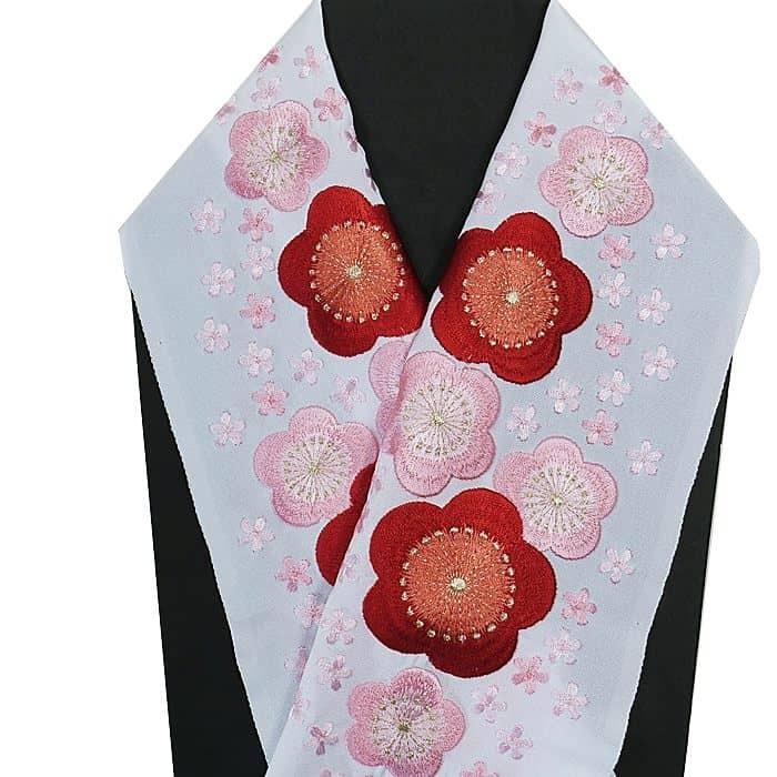 正絹 半衿 半襟 刺繍 NISHIORI 白金 刺繍 半衿 豪華 華やか 純和風 和柄 日本製 シルエリー