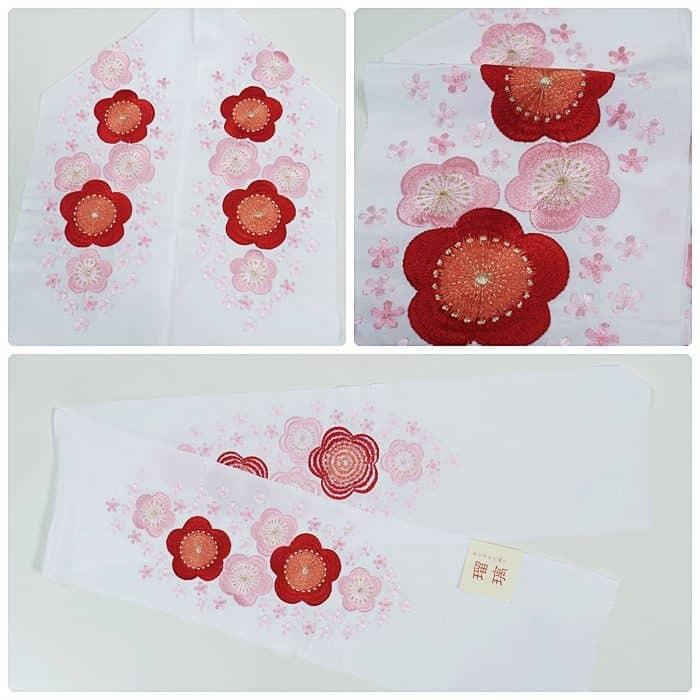 刺繍 半衿 草花紋 成人式 振袖用 卒業式 正絹 シルク 礼装用 卒入園