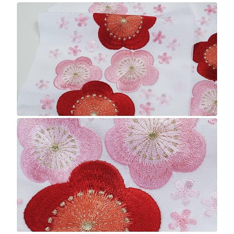 刺繍 半衿 草花紋 成人式 振袖用 卒業式 正絹 シルク 礼装用 卒入園
