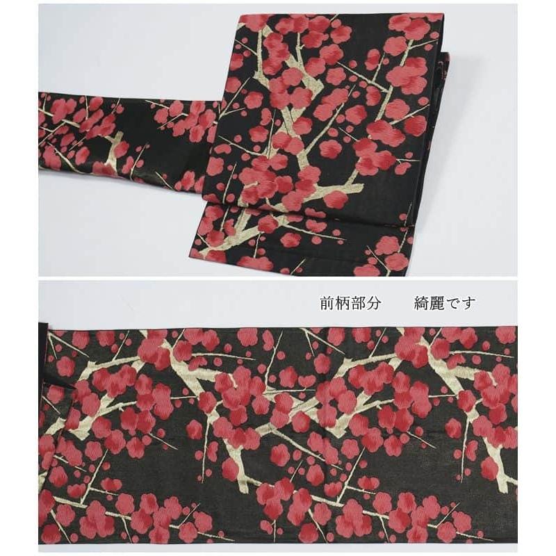 リサイクル袋帯 袋帯 OFF 六通帯 正絹 黒金色 ／ 光琳梅 尾形光琳 中古
