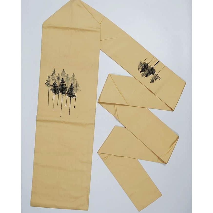 リサイクル 名古屋帯 九寸名古屋帯 塩瀬染め帯 正絹 蜂蜜色 リサイクル