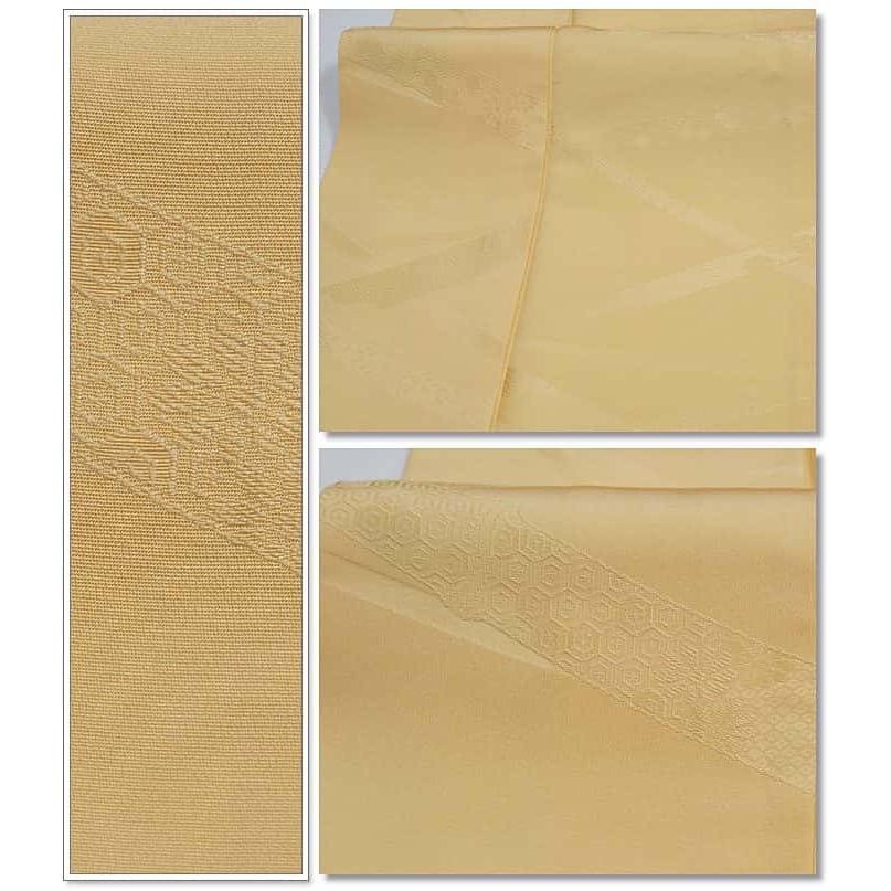 色無地 無地着物 リサイクル色無地袷 縮緬 玉子色 身丈153cm 裄62cm S