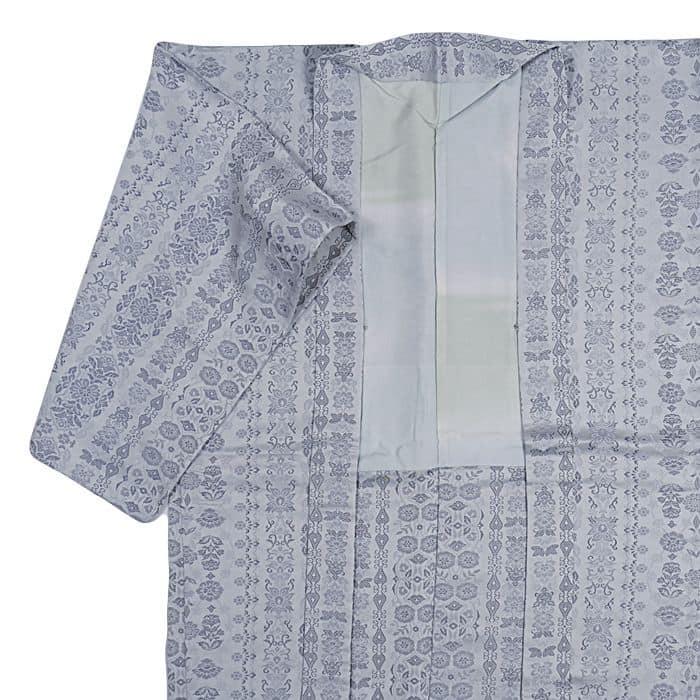 羽織 西陣お召し織り洒落 羽織紐セット 薄藍色 リサイクル 着物用 M  